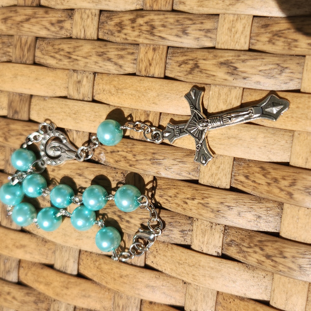 New Blue Beaded Car Rosary